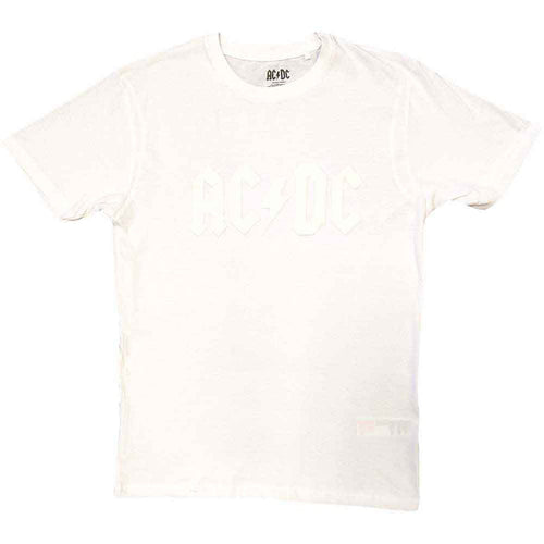 AC/DC Unisex T-Shirt: Logo (White) (Hi-Build White-On-White)