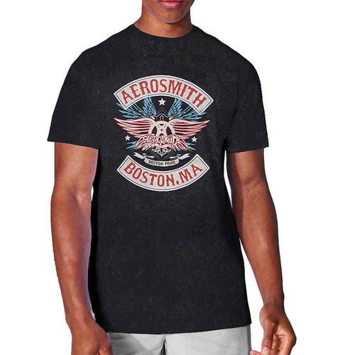 Aerosmith Unisex T-Shirt: Boston Pride (Black) (Wash Collection)