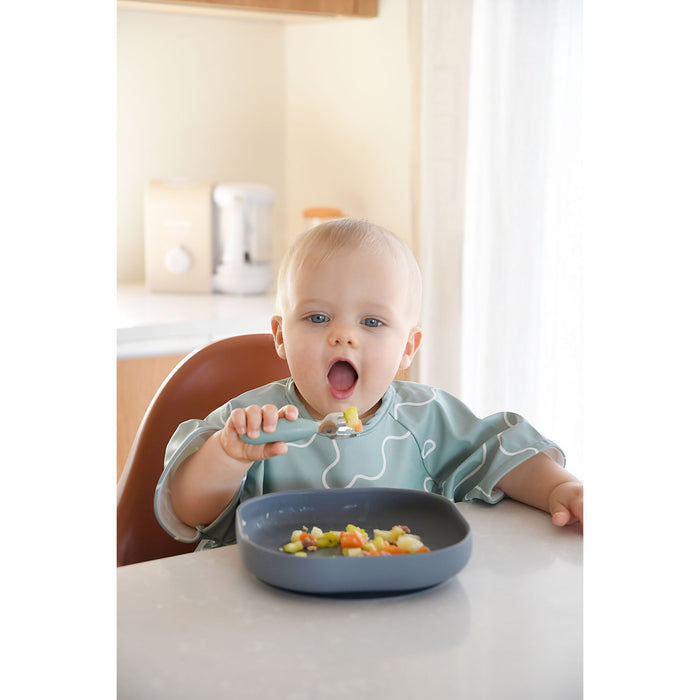 Beaba Fork & Spoon Stainless Steel Pre-Cutlery - Sage Green