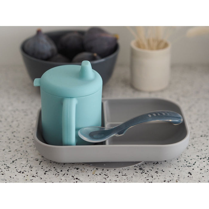 Beaba Silicone Learning Set - Blue/Grey