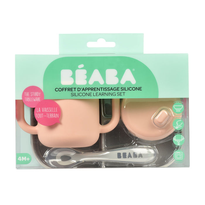 Beaba Silicone Learning Set - Pink/Grey