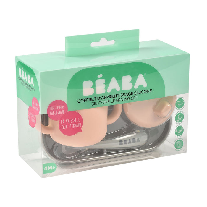 Beaba Silicone Learning Set - Pink/Grey