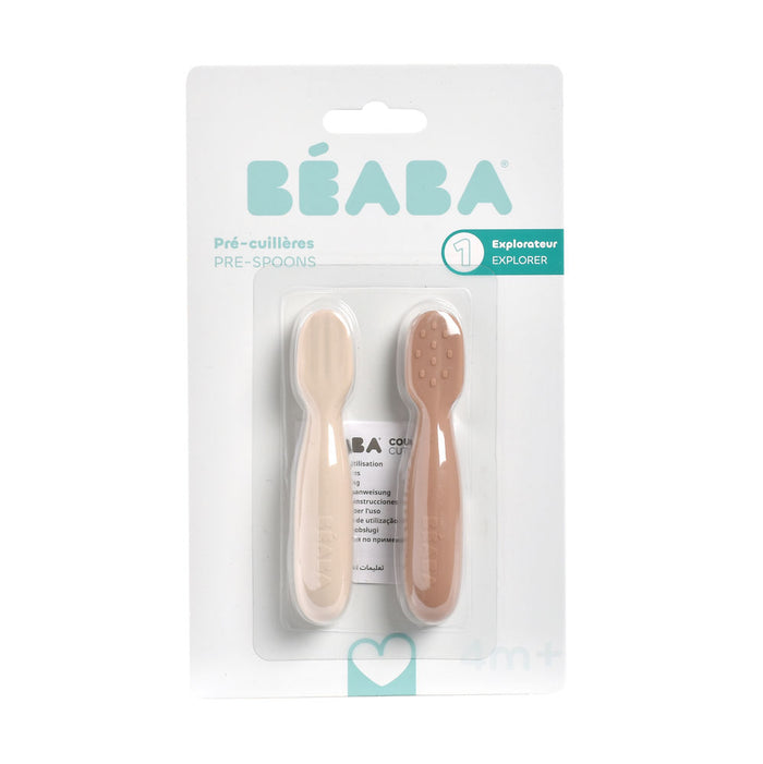 Beaba Silicone Pre-Spoons 2 Pack - Praline/Clay