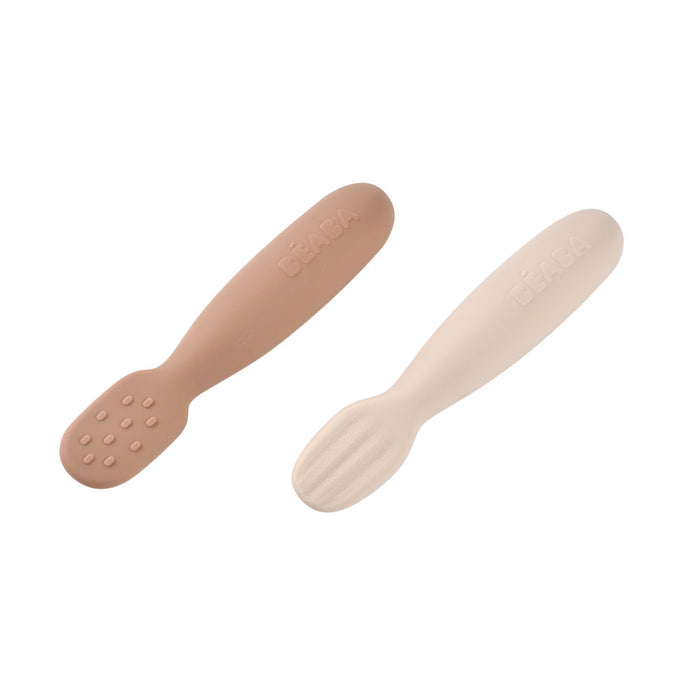 Beaba Silicone Pre-Spoons 2 Pack - Praline/Clay