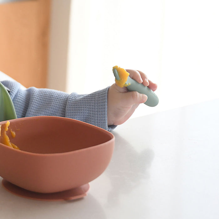 Beaba Silicone Pre-Spoons 2 Pack - Sage Green/Velvet Grey