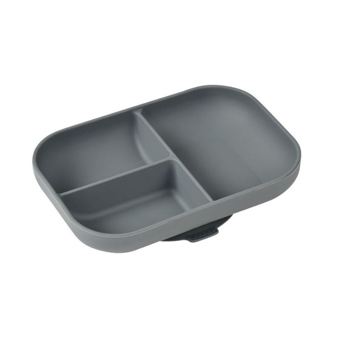 Beaba Silicone Suction Divided Plate - Mineral Grey