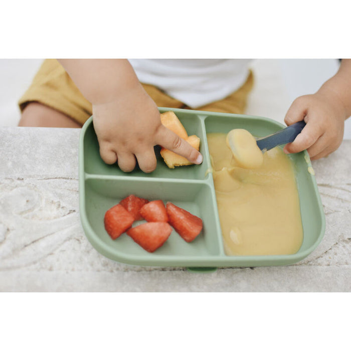 Beaba Silicone Suction Divided Plate - Sage Green