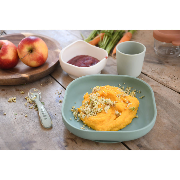 Beaba Silicone Suction Meal Set - Sage/Misty Green