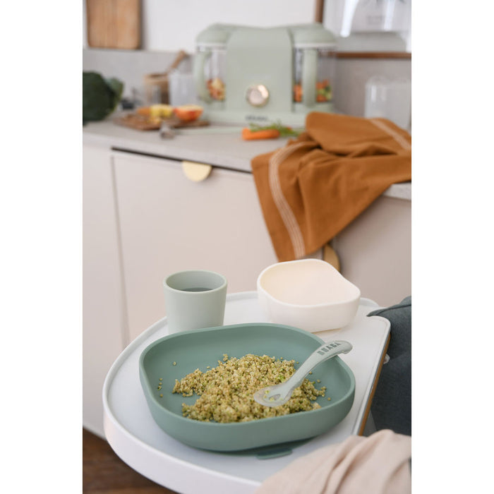 Beaba Silicone Suction Meal Set - Sage/Misty Green