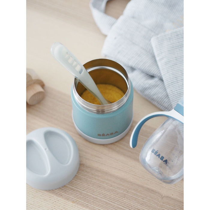 Beaba Stainless Steel Food Container 300ml - Light Mist/Eucalyptus Green