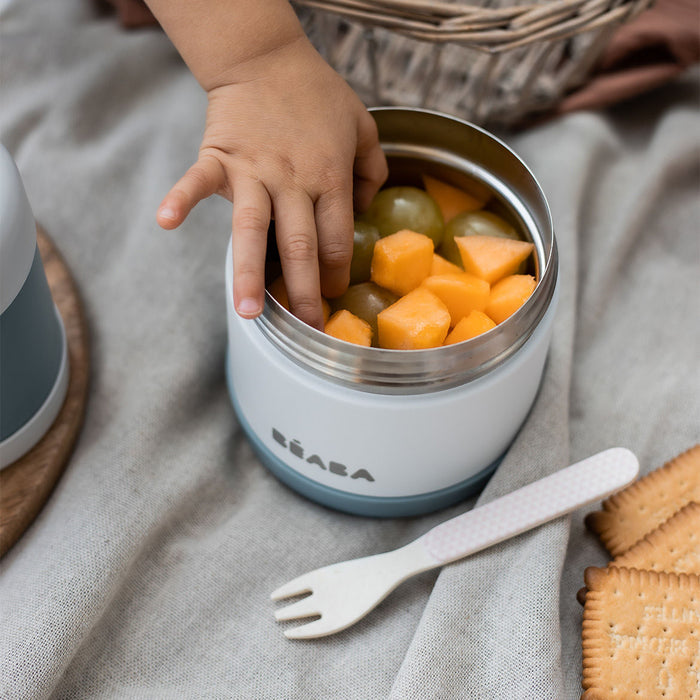 Beaba Stainless Steel Food Container 500ml - Baltic Blue/White