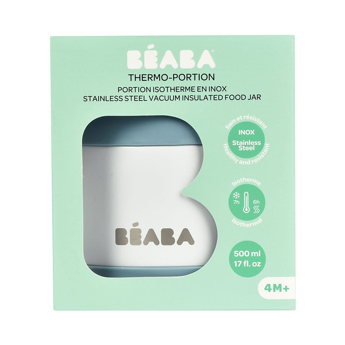 Beaba Stainless Steel Food Container 500ml - Baltic Blue/White