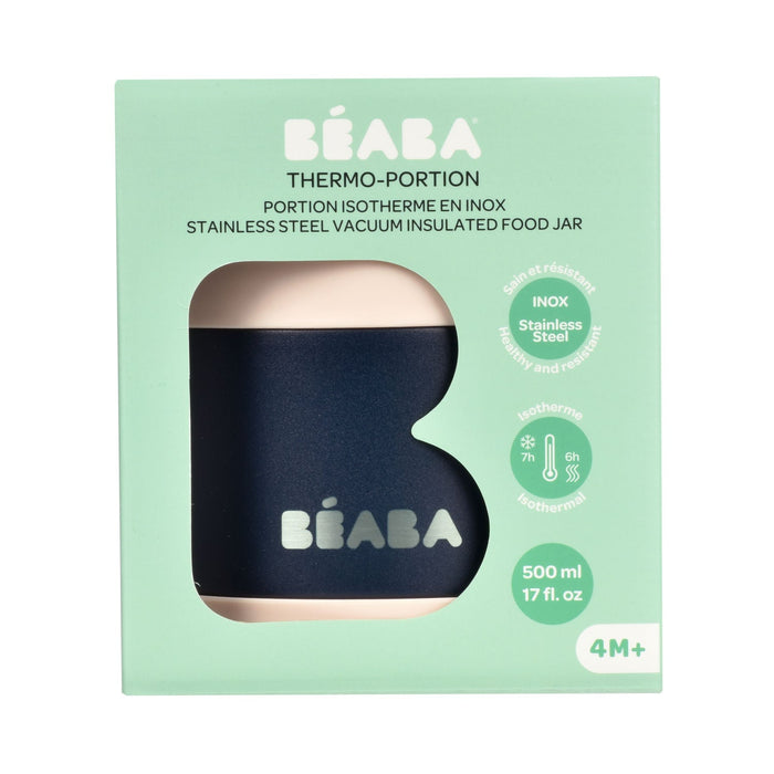Beaba Stainless Steel Food Container 500ml - Light Pink/Night Blue
