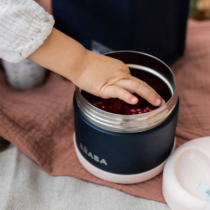 Beaba Stainless Steel Food Container 500ml - Light Pink/Night Blue
