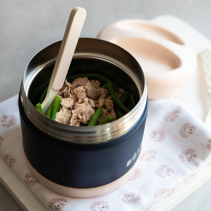 Beaba Stainless Steel Food Container 500ml - Light Pink/Night Blue