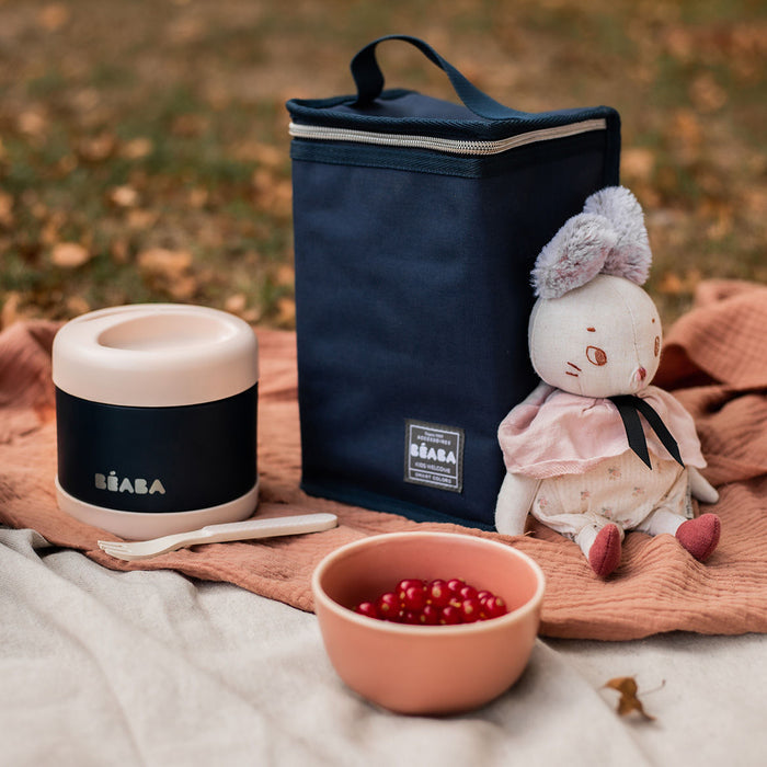 Beaba Stainless Steel Food Container 500ml - Light Pink/Night Blue