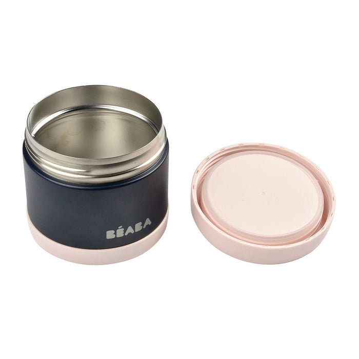 Beaba Stainless Steel Food Container 500ml - Light Pink/Night Blue