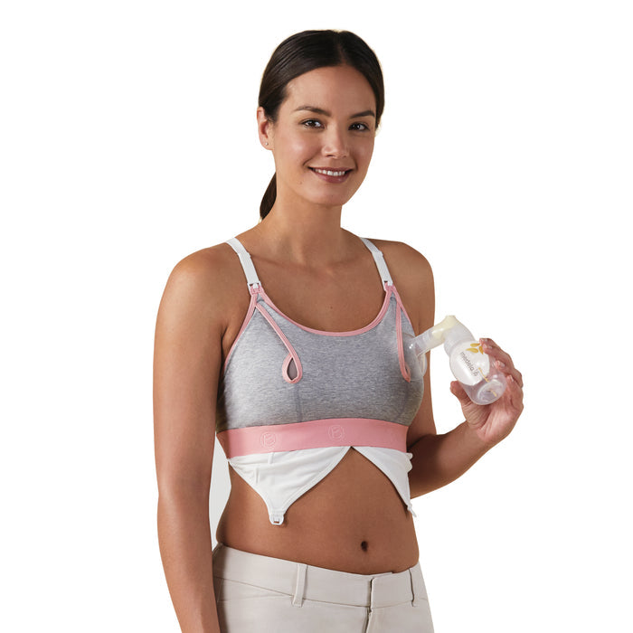 Bravado Designs Clip and Pump Hands-Free Nursing Bra Accessory - Dove Heather with Dusted Peony L