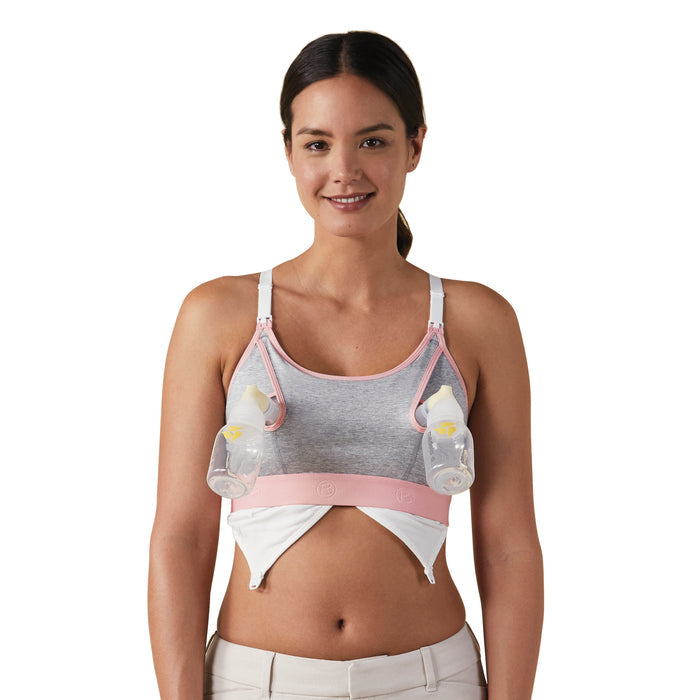 Bravado Designs Clip and Pump Hands-Free Nursing Bra Accessory - Dove Heather with Dusted Peony L