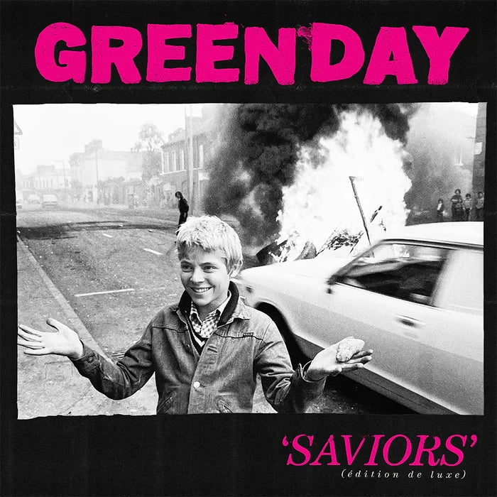Green Day - Saviors (édition de luxe) [expanded w/ 7 bonus tracks] - 2LP - Clear w/ Pink Splatter Vinyl