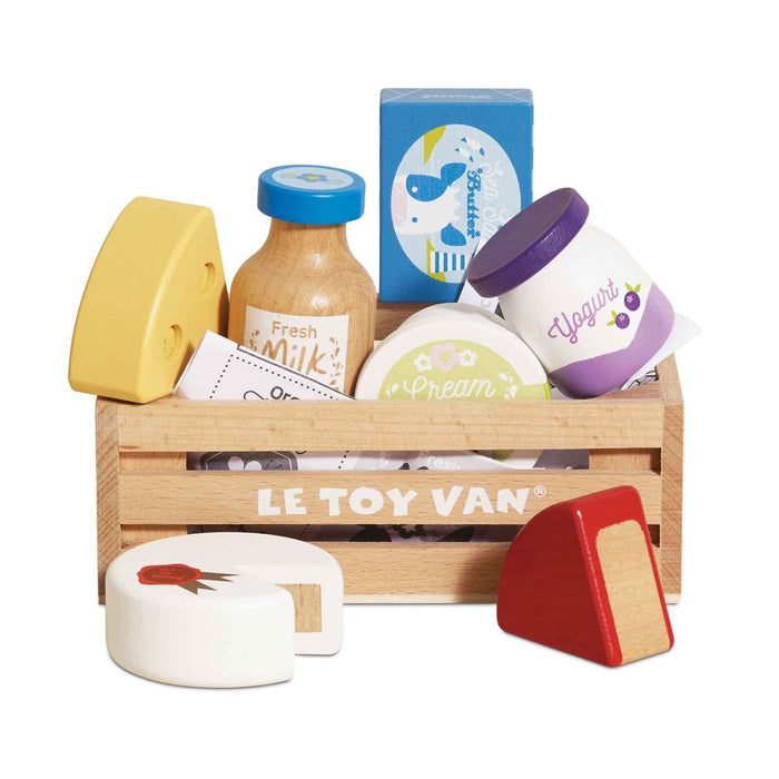 Le Toy Van Wooden Market Crate - Cheese & Dairy