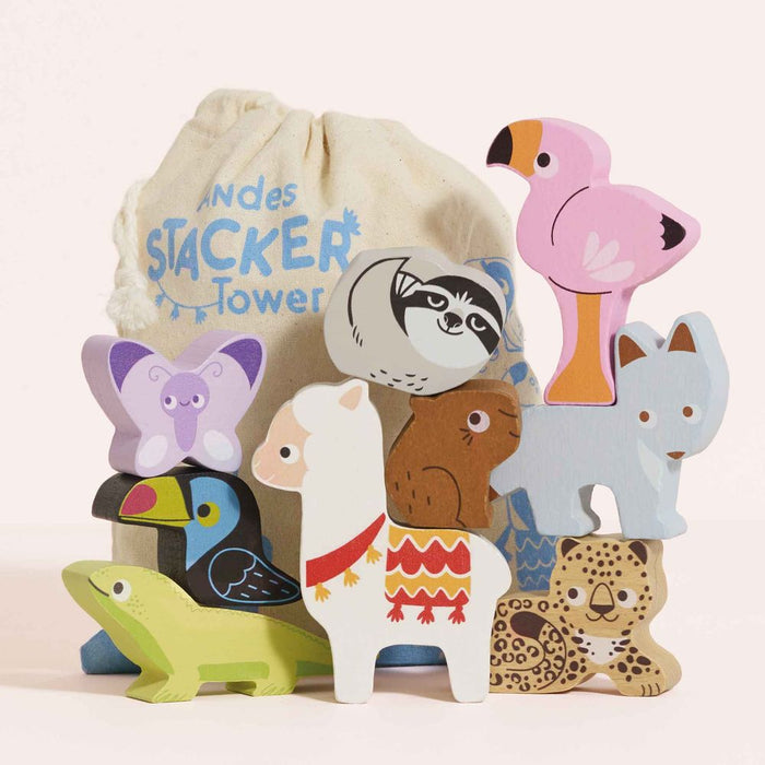 Le Toy Van Wooden Stacking Animals & Bag - Andes