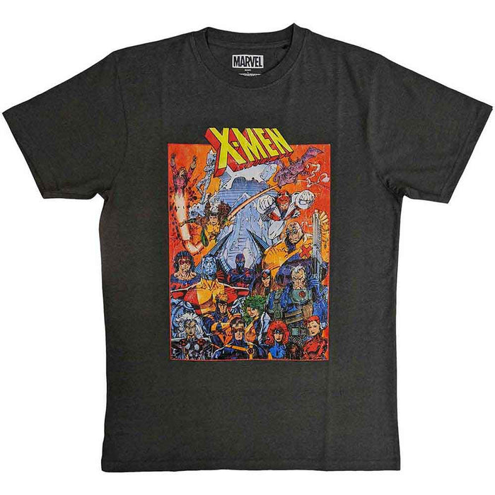 Marvel Comics Unisex T-Shirt: X-Men Full Characters Vintage (Charcoal Grey)