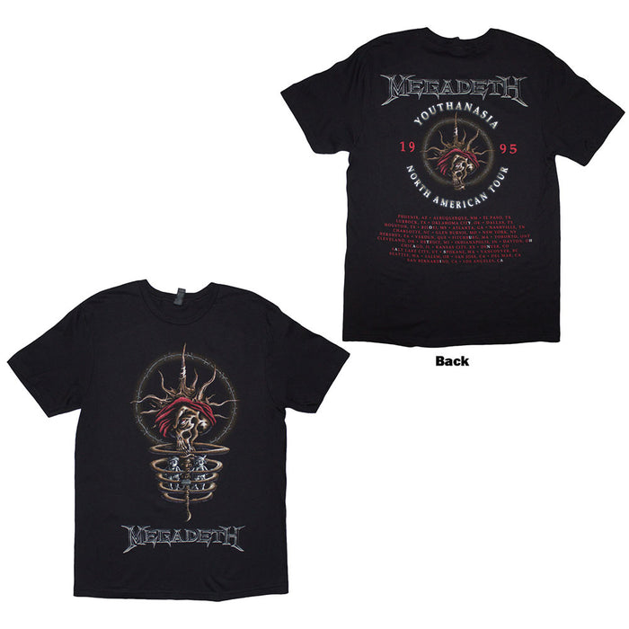 Megadeth Unisex T-Shirt: Youthanasia 1995 North American Tour (Black) (Back Print)