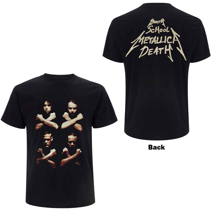 Metallica Unisex T-Shirt: Birth Death Crossed Arms (Black) (Back Print)