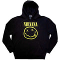 Nirvana Unisex Pullover Hoodie: Yellow Happy Face (Black)