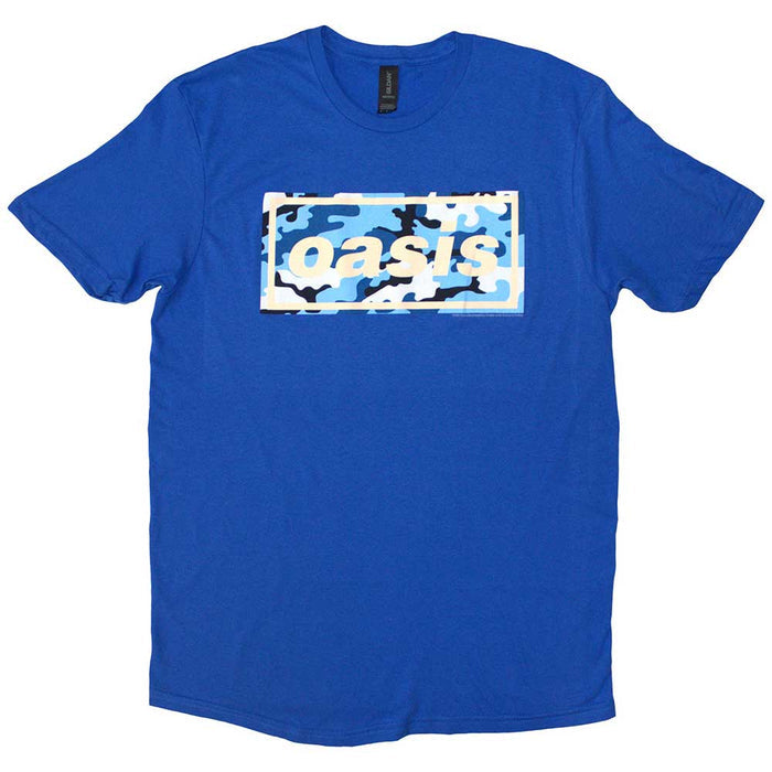 Oasis Unisex T-Shirt: Camo Logo (Blue)