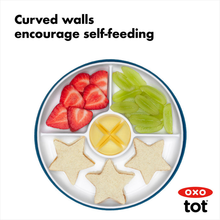 OXO Tot Stick & Stay Suction Divided Plate - Navy