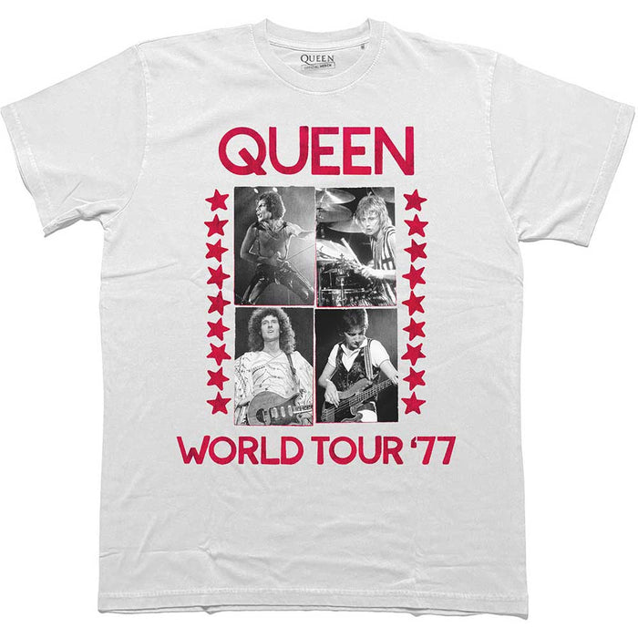 Queen Unisex T-Shirt: World Tour 77 (White)