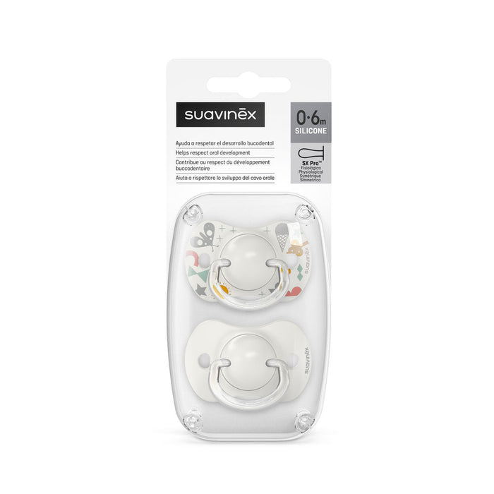Suavinex A Walk In The Park SX Pro Soother 0-6months 2 Pack - Grey