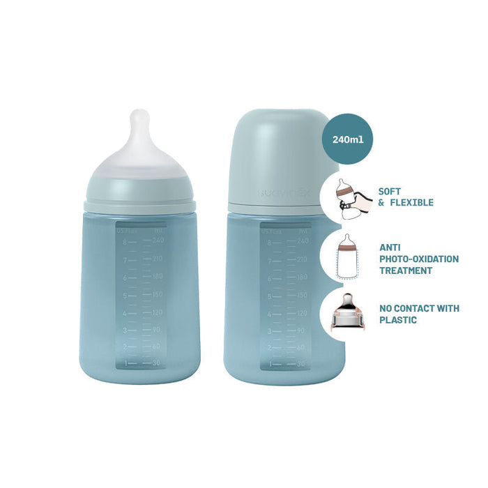 Suavinex Colour Essence All Silicone Bottle 240ml - Blue