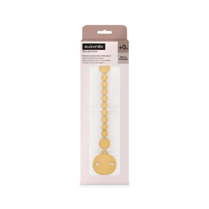 Suavinex Colour Essence Silicone Bobble Soother Clip - Mustard