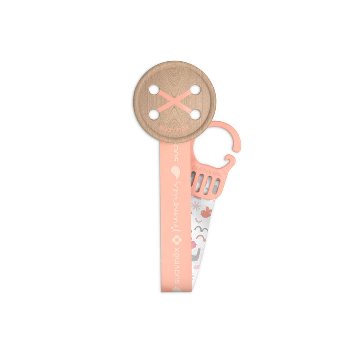 Suavinex Memories Button Soother Clip With Ribbon -  Pink