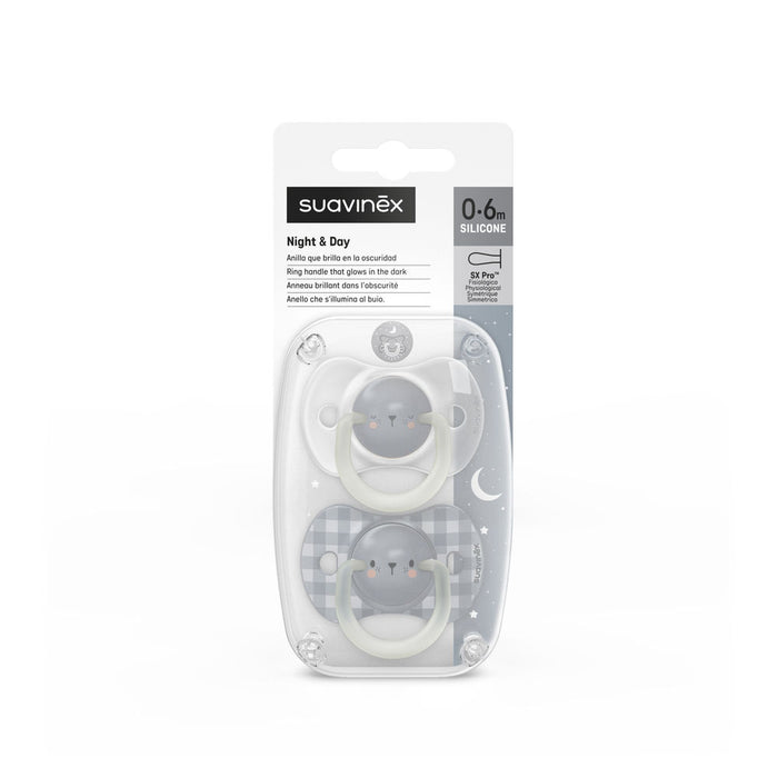 Suavinex Night Glow In The Dark SX Pro Soother 0-6months 2 Pack - Bear
