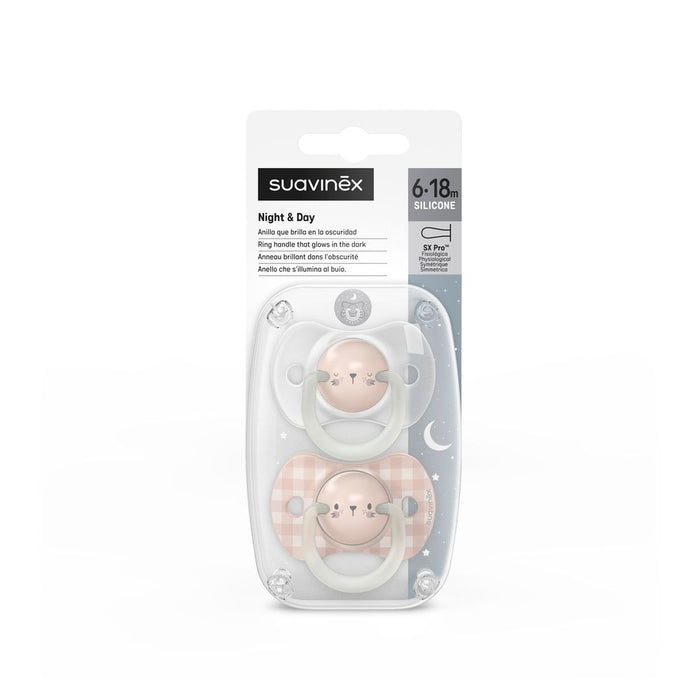 Suavinex Night Glow In The Dark SX Pro Soother 6-18months 2 Pack - Rabbit