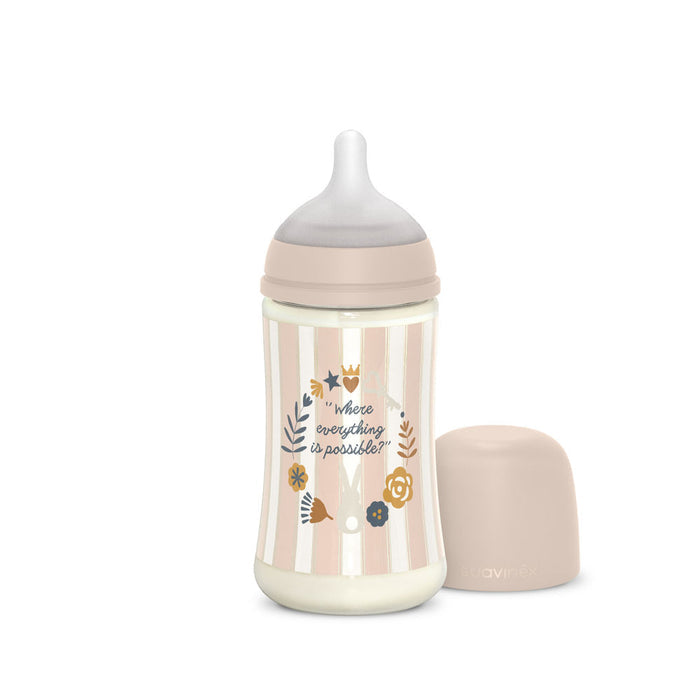 Suavinex Wonderland Baby Bottle SX Pro 270ml Medium Flow 3+ Months - Strips Pink