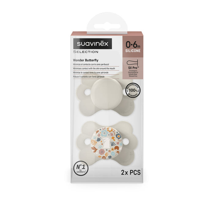 Suavinex Wonderland Butterfly SX Pro Soother 0-6 Months 2 Pack - Liberty Neutral