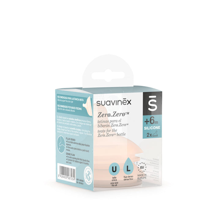 Suavinex Zero Zero Silicone Teat x 2 - Large Flow 6M+