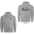 The Beatles Unisex Zipped Hoodie: Drop T Logo (Grey) (Back Print)